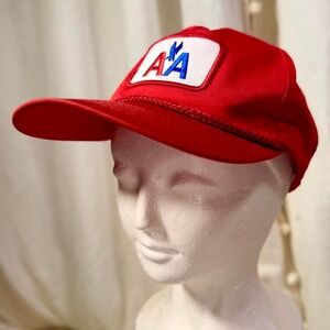 American Vintage Red Baseball Cap with Blue & White Patch